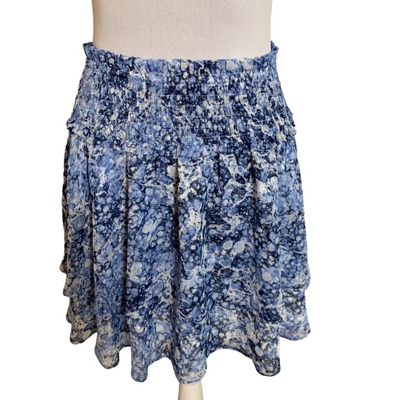 Express 2 Piece Set Off Shoulder Smocked Floral Dress Size M Blue White Crop Top - Picture 5 of 16